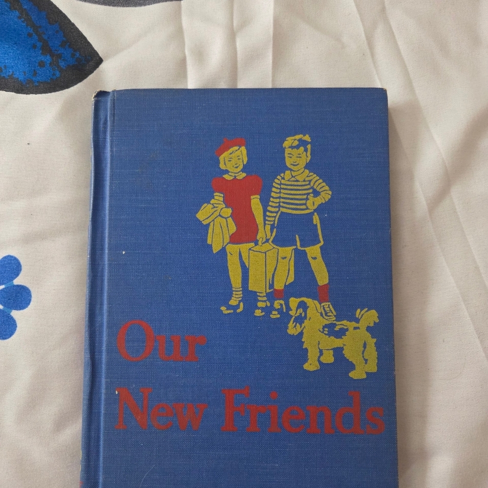 Vintage "Our New Friends" Blue Illustrated Hardcover Book